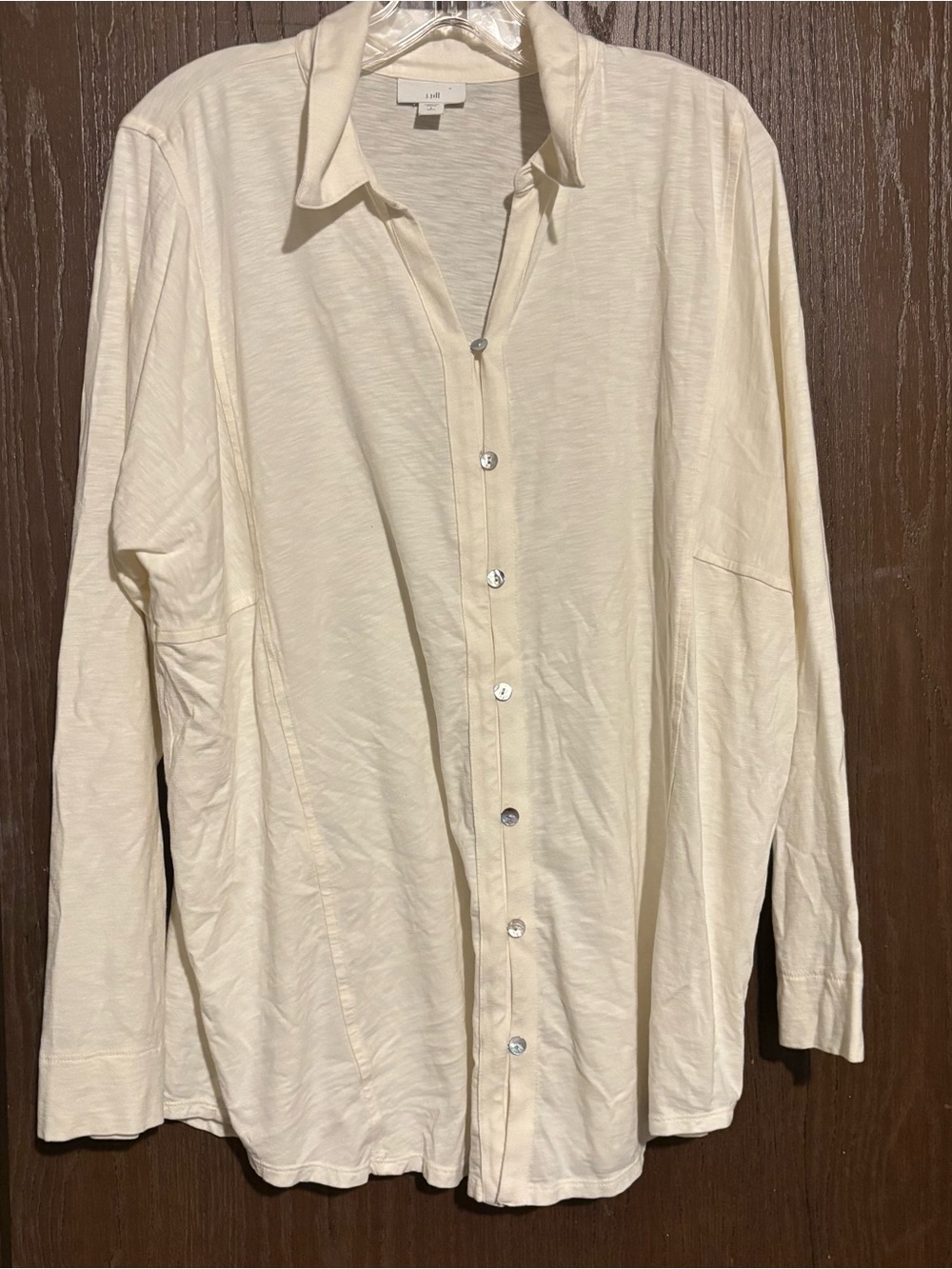 J. Jill Cream Long Sleeve Casual Button-Down Shirt